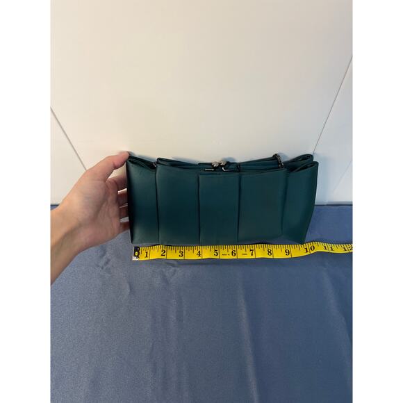 COAST Green Satin Unique Evening Bag Clutch with Chain Shoulder Strap NWT - Picture 10 of 14